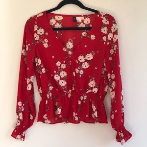 Women’s floral red blouse size 4